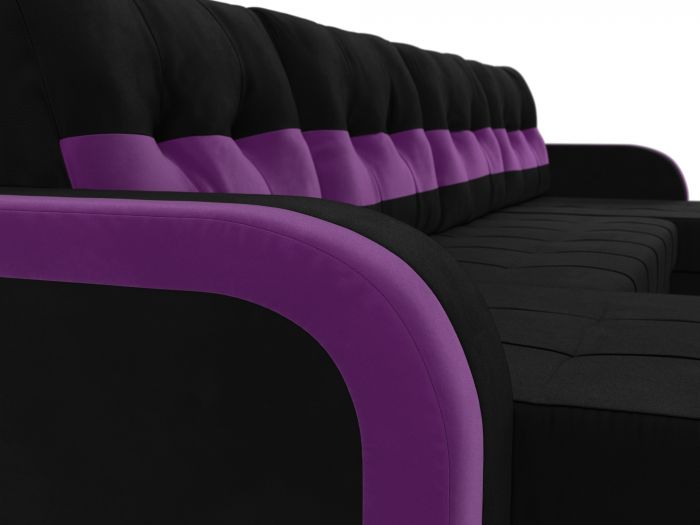 29550 П-образный диван Марсель | Микровельвет | черный | фиолетовый