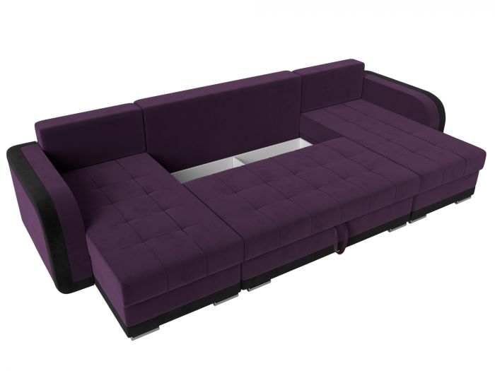 110030 П-образный диван Марсель | Велюр | Фиолетовый | Черный