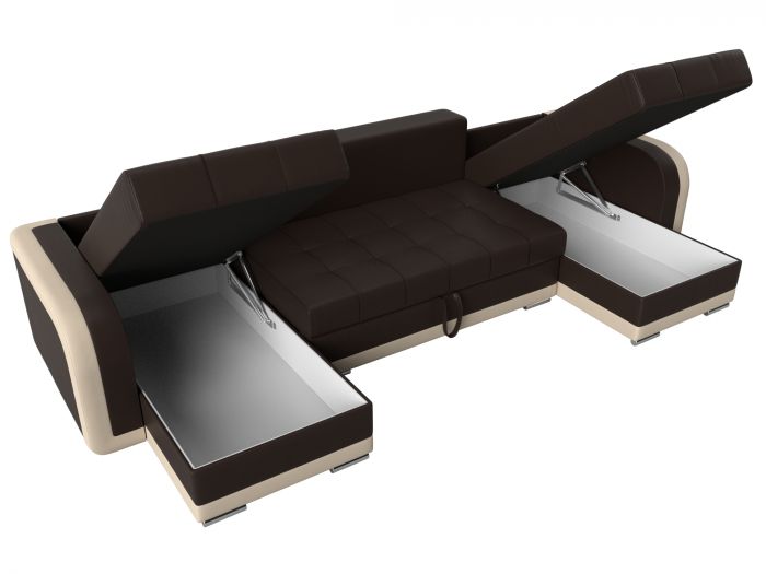 110022 П-образный диван Марсель | Экокожа | Коричневый | Бежевый