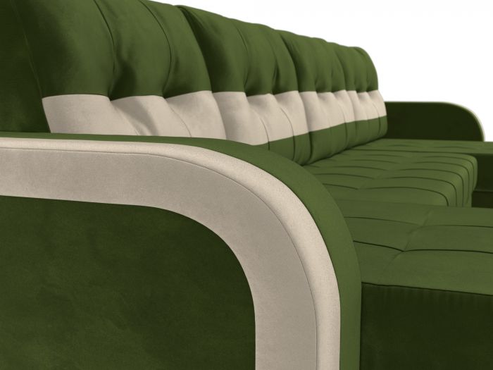 29547 П-образный диван Марсель | Микровельвет | Зеленый | Бежевый