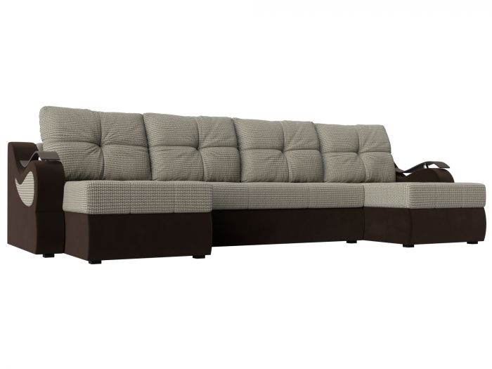 111413 П-образный диван Меркурий | Корфу | Микровельвет | Корфу 02 | коричневый