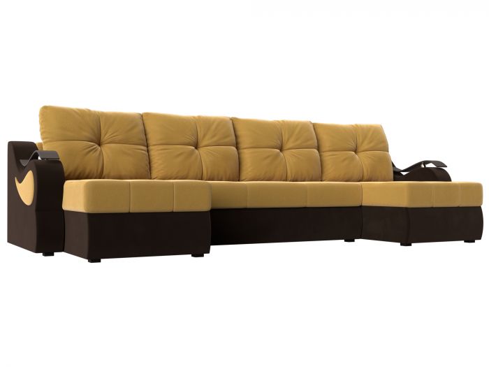 111417 П-образный диван Меркурий | Микровельвет | Желтый | коричневый