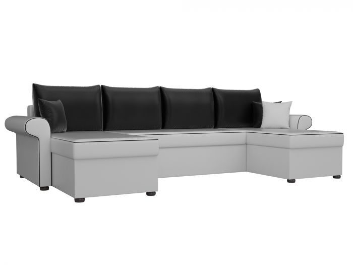 31579 П-образный диван Милфорд | Экокожа | Белый | Черный