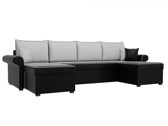 31583 П-образный диван Милфорд | Экокожа | Черный | Белый
