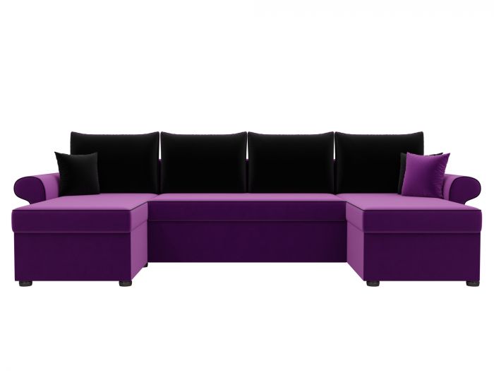 31573 П-образный диван Милфорд | Микровельвет | Фиолетовый | Черный