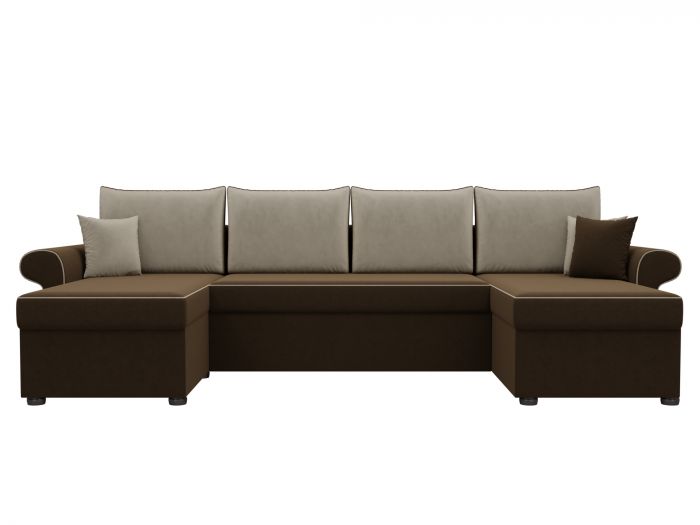 31571 П-образный диван Милфорд | Микровельвет | Коричневый | Бежевый
