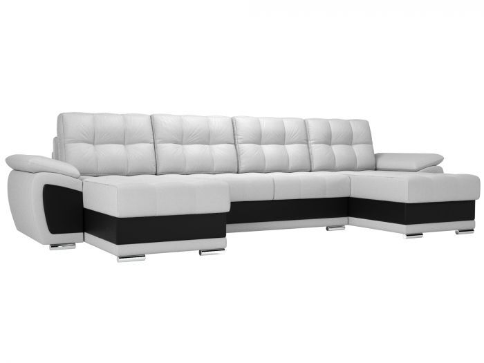 109947 П-образный диван Нэстор | Экокожа | Белый | Черный