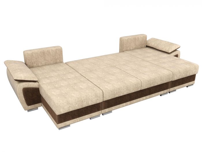 31528 П-образный диван Нэстор | Велюр | бежевый | коричневый