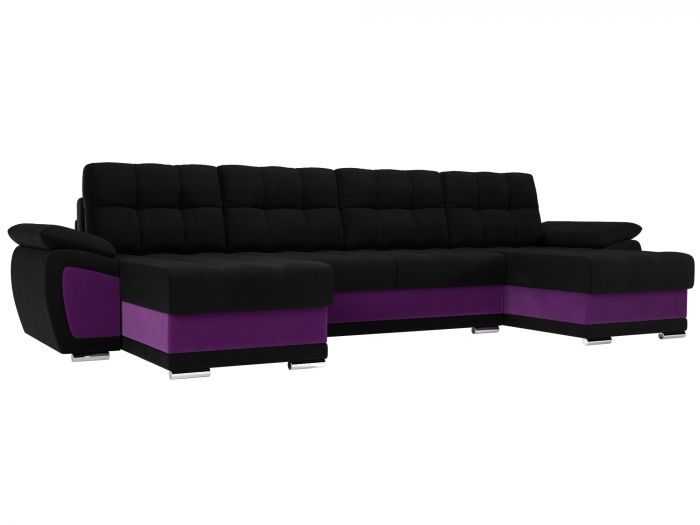 109943 П-образный диван Нэстор | Микровельвет | черный | фиолетовый