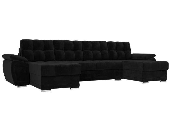 109930 П-образный диван Нэстор | Велюр | Черный