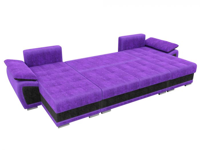 31533 П-образный диван Нэстор | Велюр | Фиолетовый | Черный