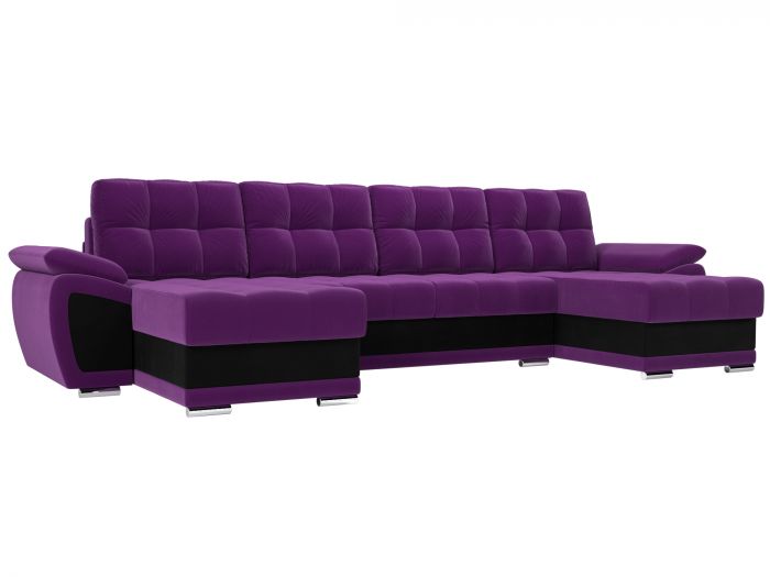 109942 П-образный диван Нэстор | Микровельвет | Фиолетовый | Черный