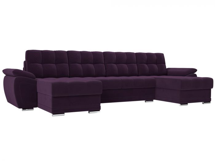 115738 П-образный диван Нэстор | Велюр | Фиолетовый