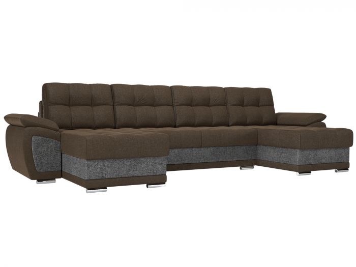 109957 П-образный диван Нэстор | Рогожка | коричневый | Серый