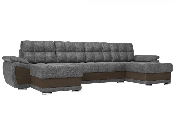 109955 П-образный диван Нэстор | Рогожка | Серый | коричневый