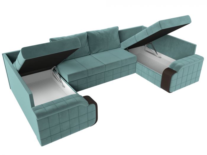 102979 П-образный диван Николь | Велюр | бирюзовый