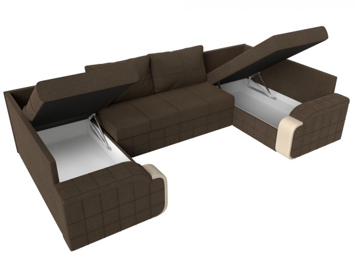29456 П-образный диван Николь | Рогожка | Коричневый