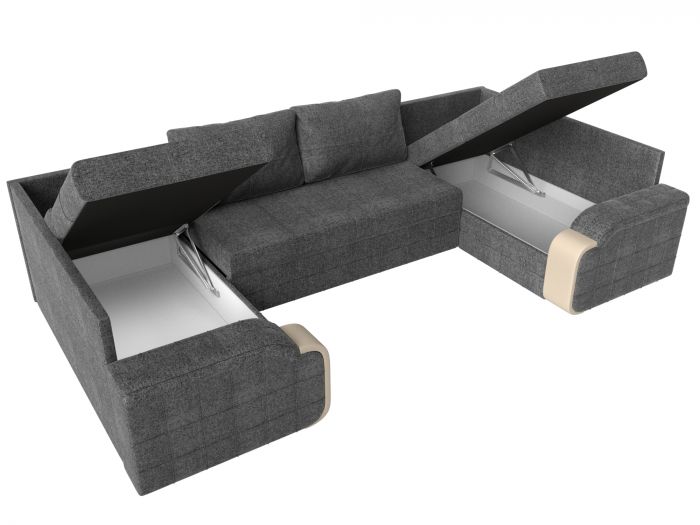29467 П-образный диван Николь | Рогожка | Серый