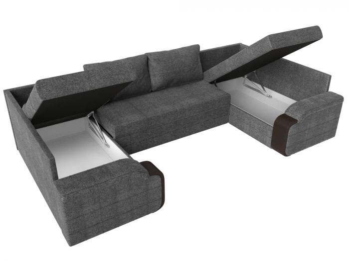 29468 П-образный диван Николь | Рогожка | Серый