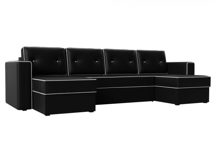 100063 П-образный диван Принстон | Экокожа | Черный