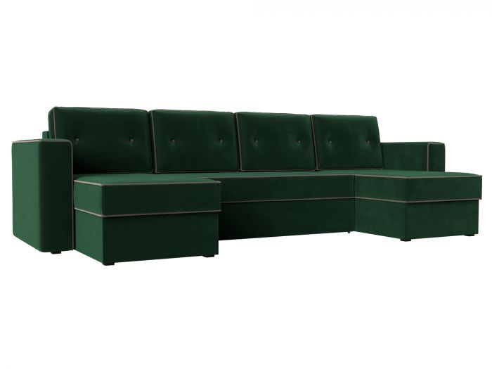 110869 П-образный диван Принстон | Велюр | зеленый | коричневый