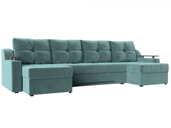 112389 П-образный диван Сенатор | Велюр | бирюзовый