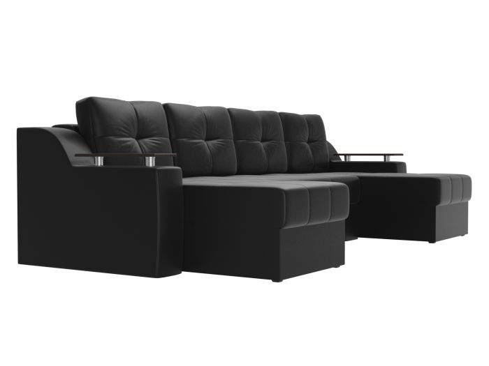28921 П-образный диван Сенатор | Экокожа | Черный