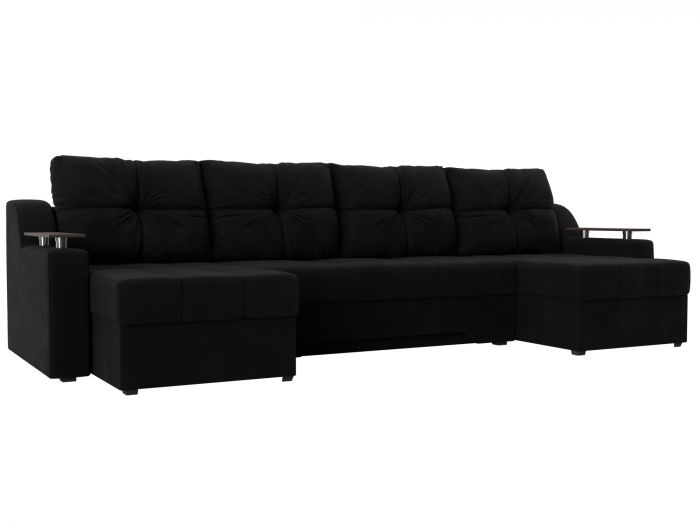 112416 П-образный диван Сенатор | Микровельвет | Черный