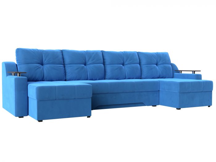 112390 П-образный диван Сенатор | Велюр | Голубой