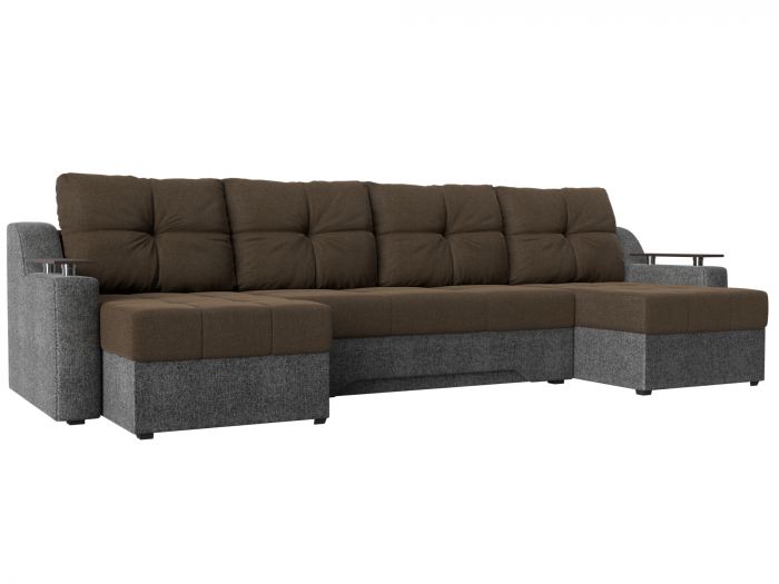 28928 П-образный диван Сенатор | Рогожка | коричневый | Серый