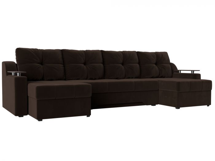 112407 П-образный диван Сенатор | Микровельвет | Коричневый