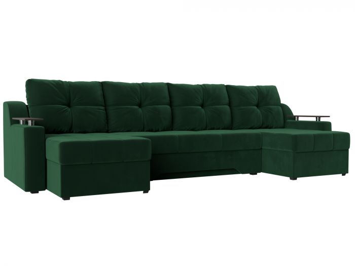 112391 П-образный диван Сенатор | Велюр | Зеленый