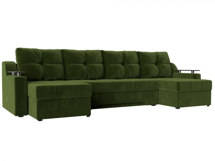 112403 П-образный диван Сенатор | Микровельвет | Зеленый