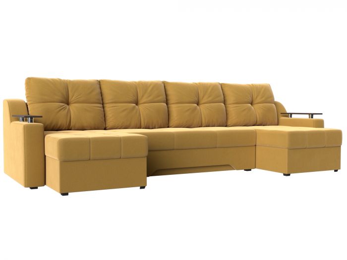 112401 П-образный диван Сенатор | Микровельвет | Желтый