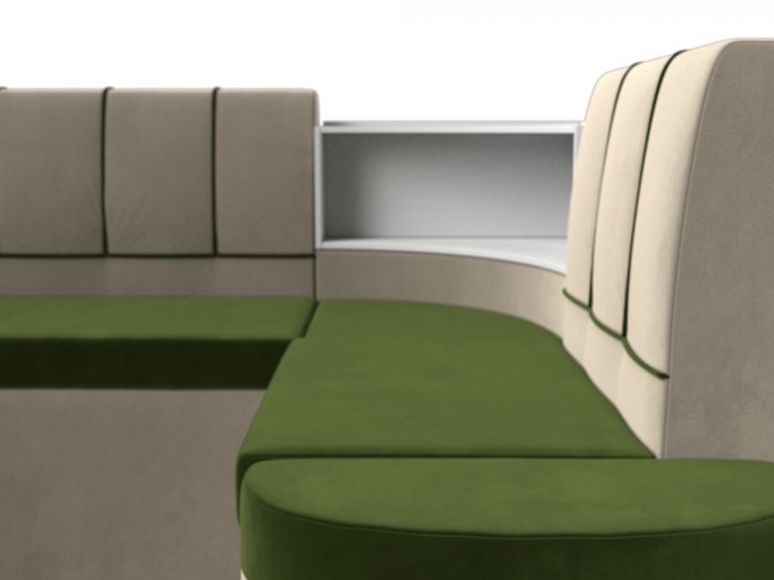 114212 П-образный диван Тефида | Микровельвет | Зеленый | Бежевый