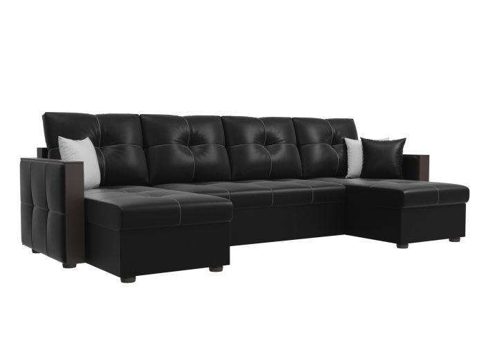31453 П-образный диван Валенсия | Экокожа | Черный