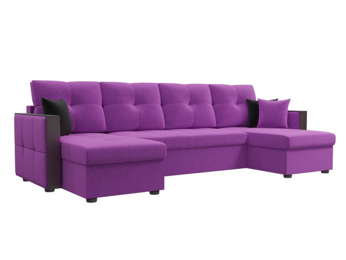 31445 П-образный диван Валенсия | Микровельвет | Фиолетовый