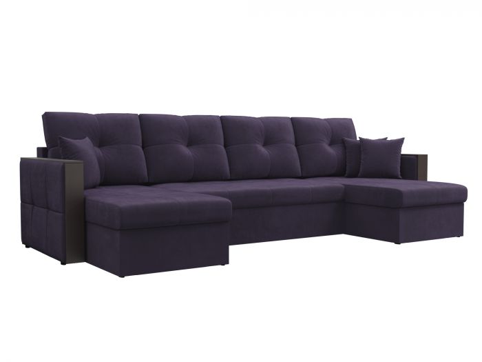 115089 П-образный диван Валенсия | Велюр | Фиолетовый