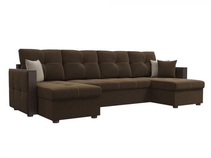 31444 П-образный диван Валенсия | Микровельвет | Коричневый