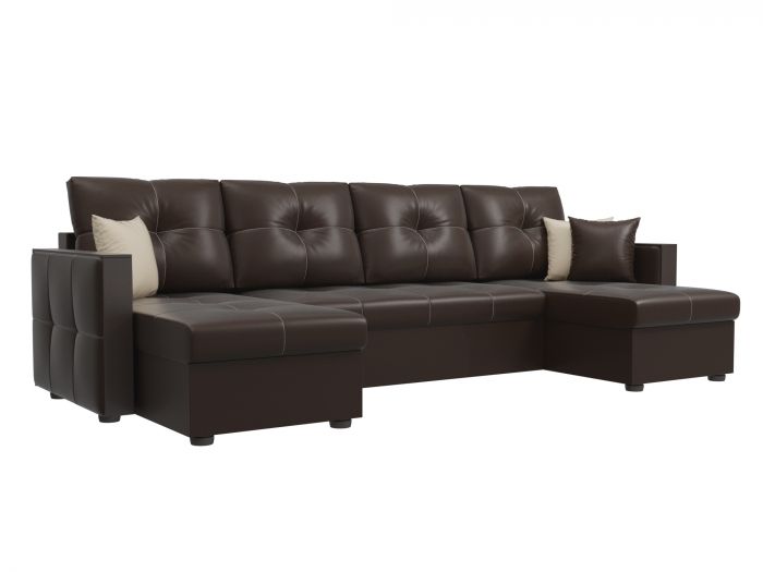31452 П-образный диван Валенсия | Экокожа | Коричневый