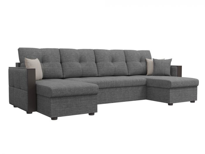31449 П-образный диван Валенсия | Рогожка | Серый