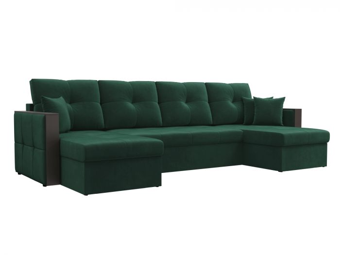 115086 П-образный диван Валенсия | Велюр | Зеленый