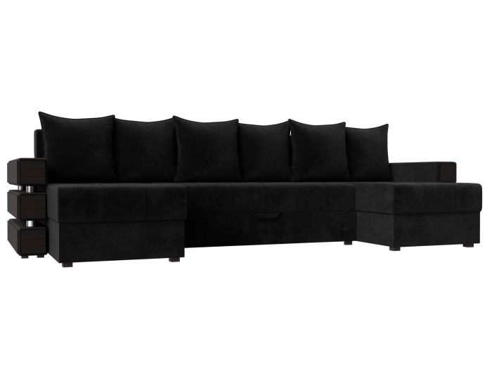 120434 П-образный диван Венеция | Велюр | Черный