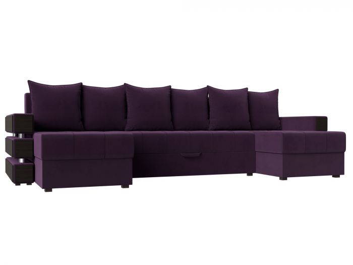120429 П-образный диван Венеция | Велюр | Фиолетовый