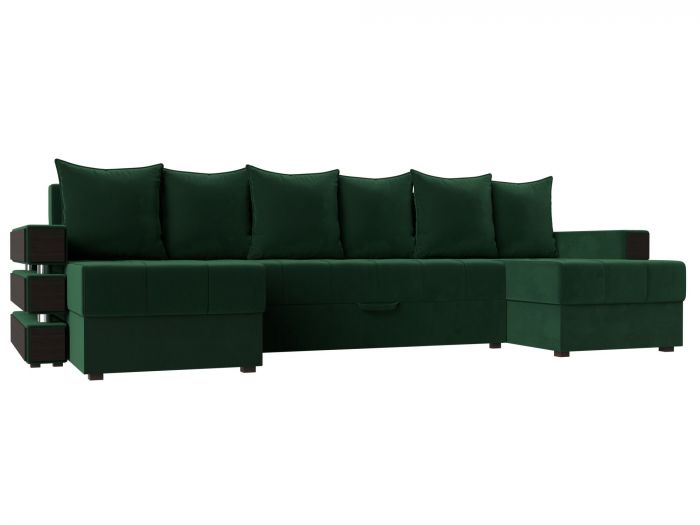 120435 П-образный диван Венеция | Велюр | Зеленый