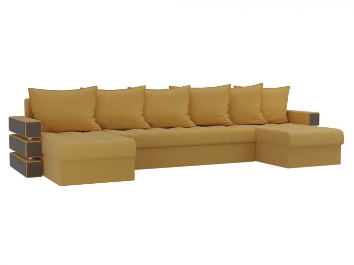 108459 П-образный диван Венеция | Микровельвет | Желтый