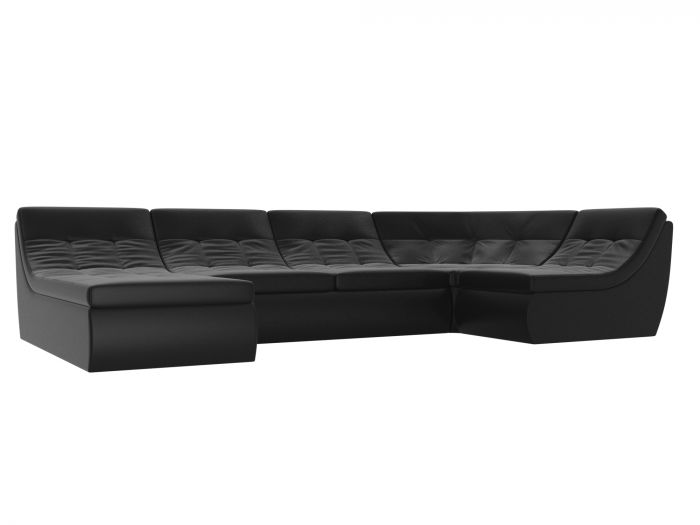 101864 П-образный модульный диван Холидей | Экокожа | Черный