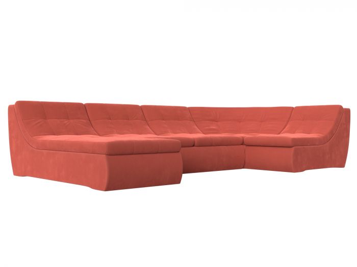 112679 П-образный модульный диван Холидей | Микровельвет | Коралловый