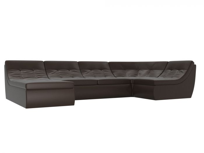 101863 П-образный модульный диван Холидей | Экокожа | Коричневый