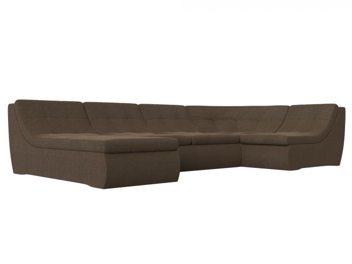 101859 П-образный модульный диван Холидей | Рогожка | Коричневый